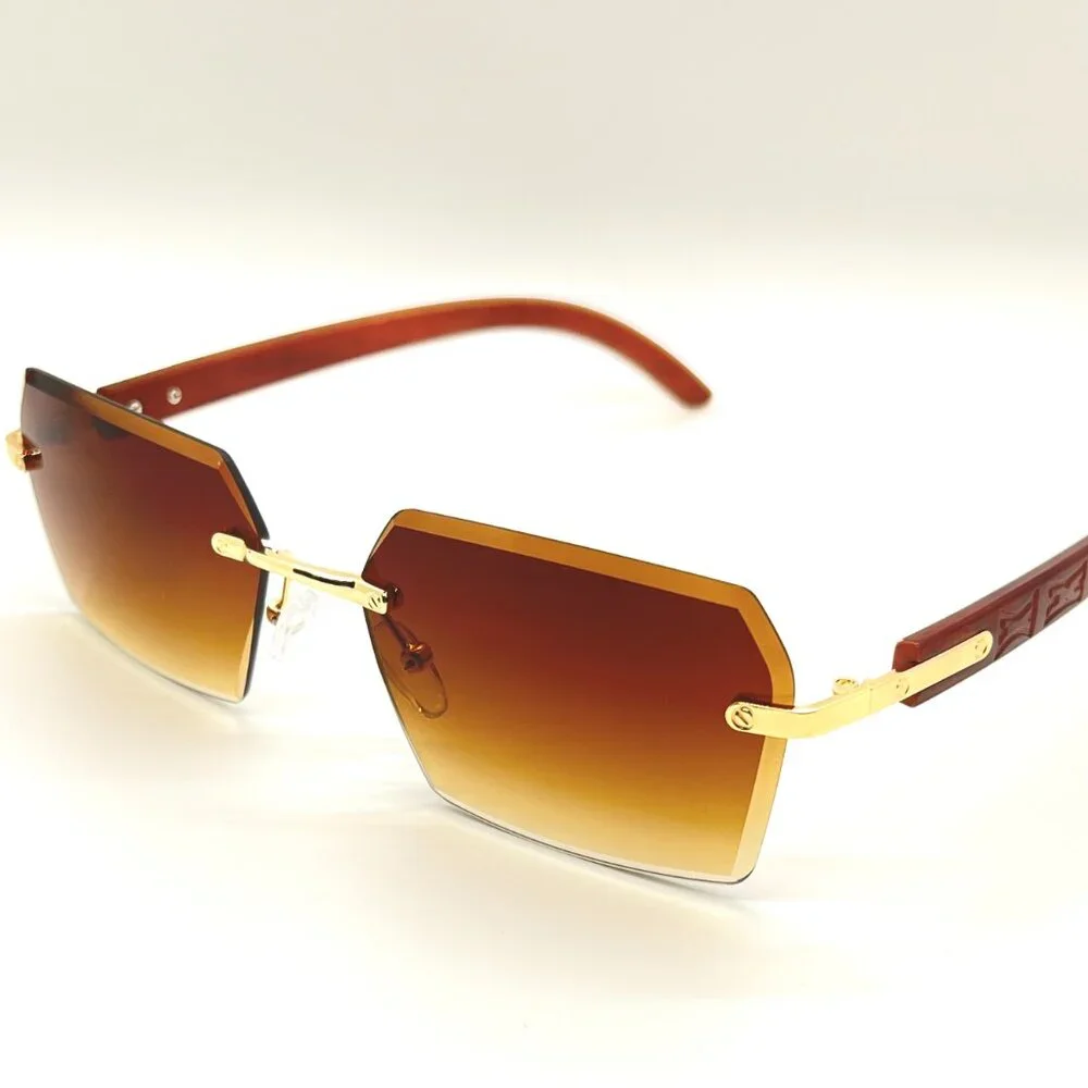 Men Sunglasses Brown Lens‎ Retro Classic Trendy Retro Shades Gold Metal Lentes